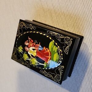 Hand painted fairy tale theme lacquered top wooden box jewelry storage
